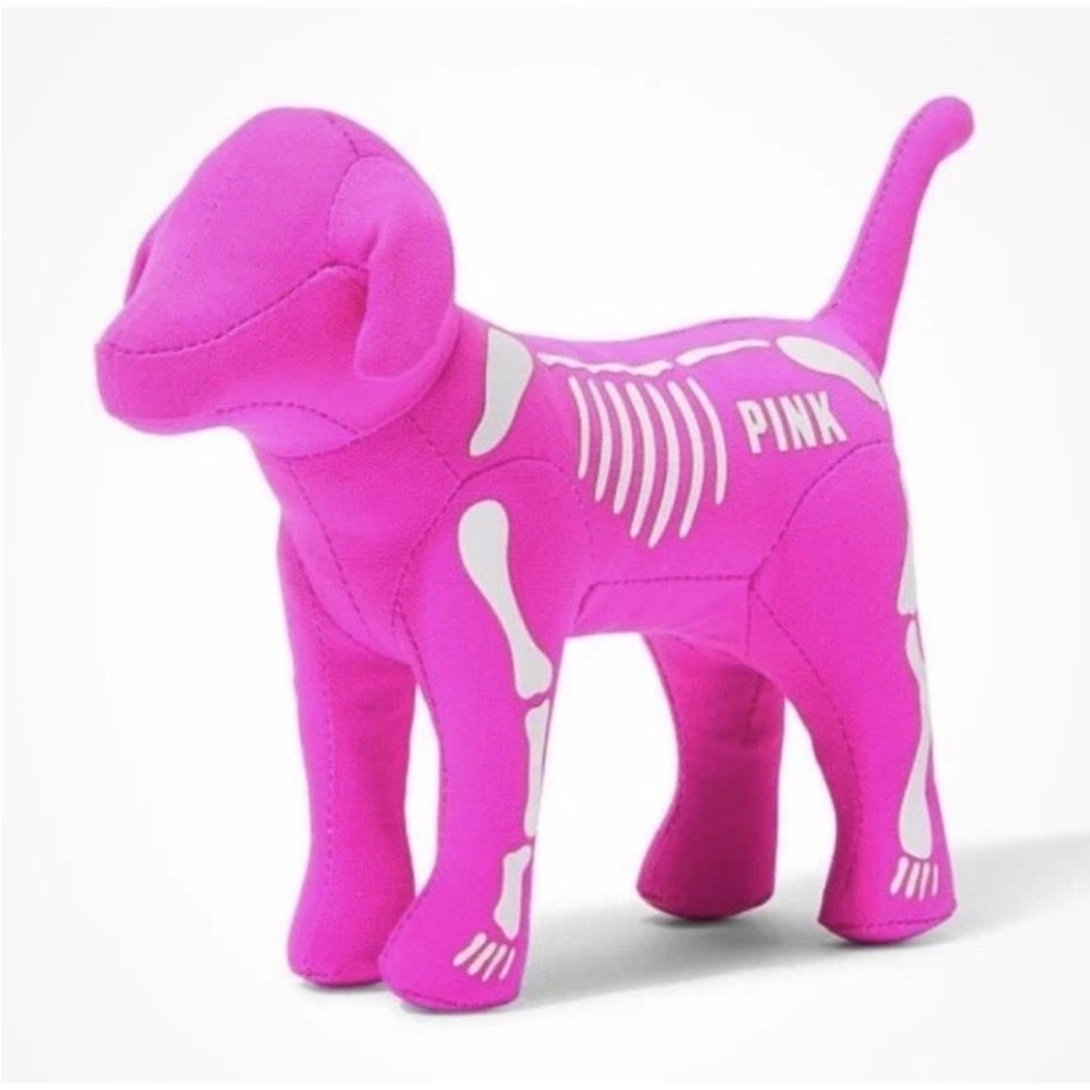 NEW VICTORIA'S SECRET PINK SKELETON HALLOWEEN PLUSH STUFFED ANIMAL MINI DOG TOY
